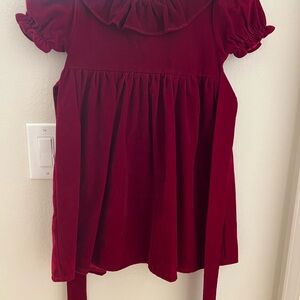 Cecil and Lou Velvet Ruffle Collar Dress in Deep Red Size 7